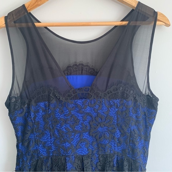 ANTHROPOLOGIE Moulinette Soeurs Royal Blue Lace Cottagecore Dress Size 4 - Picture 4 of 14